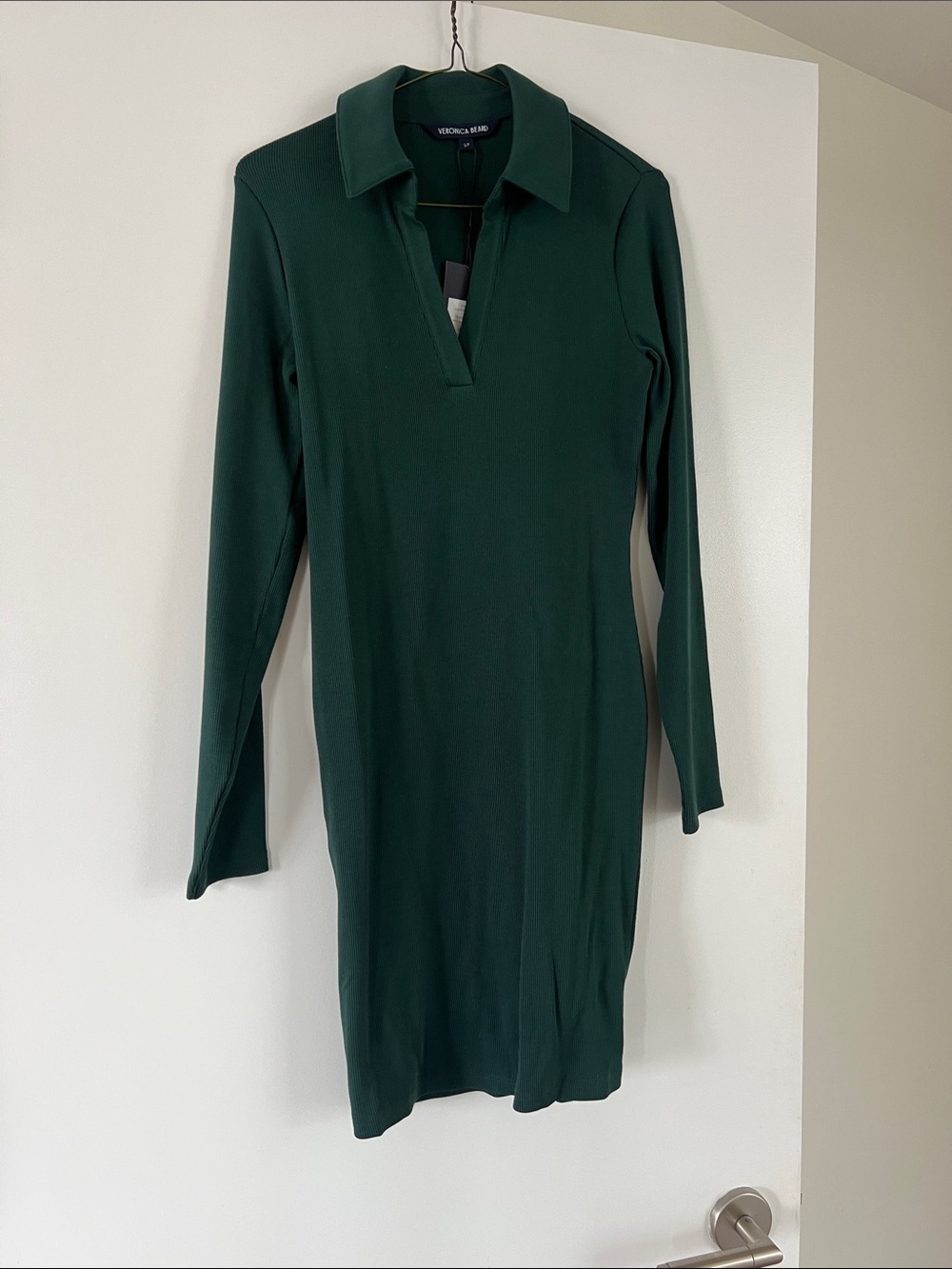 Veronica Beard Deep Green Long-Sleeve Polo Dress